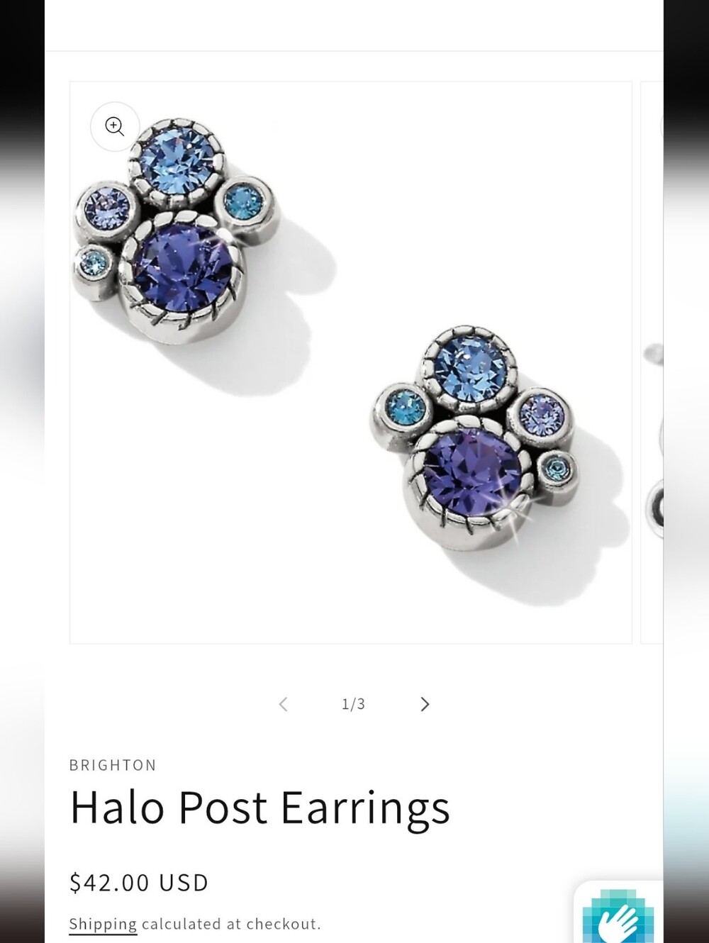 Source Unknown Blue and Purple Cluster Stud Earrings